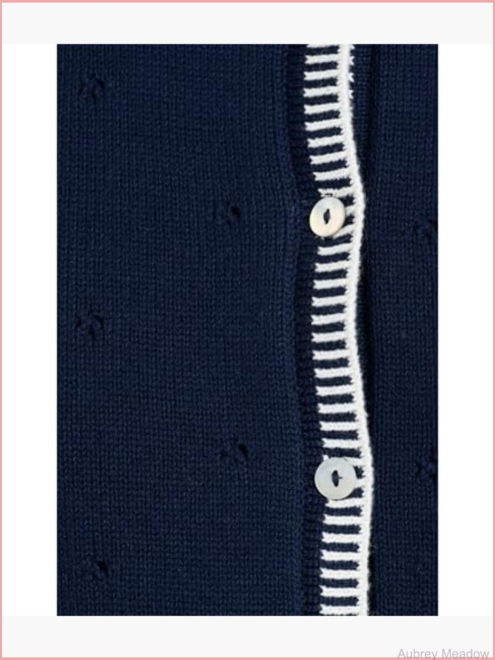 Short Sleeve Pointelle Contrast Stitch Cardigan - Picture 5 of 5